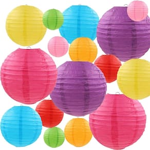 Lanternas de papel LURICO 16 peças multicoloridas 10 cm, 15 cm, 20 cm, 25 cm