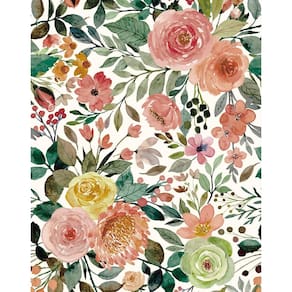 Papel de parede JiffDiff Blooming Floral Peel and Stick 4,5m²