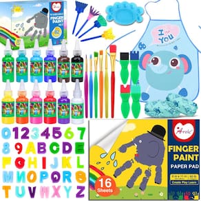 Conjunto de pintura a dedo lavável AROIC, pacote 82 com 12 cores, 30 ml