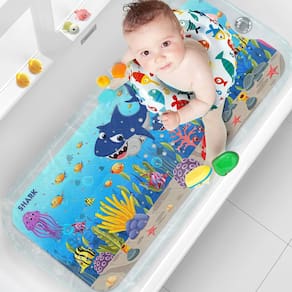 Tapete de banho para bebês XIYUNTE Extra Long Antiderrapante 100x40cm Shark