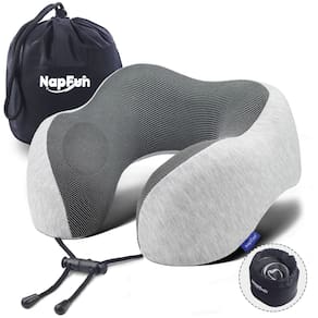 Almofada de pescoço Napfun para viajar, espuma viscoelástica 100% pura