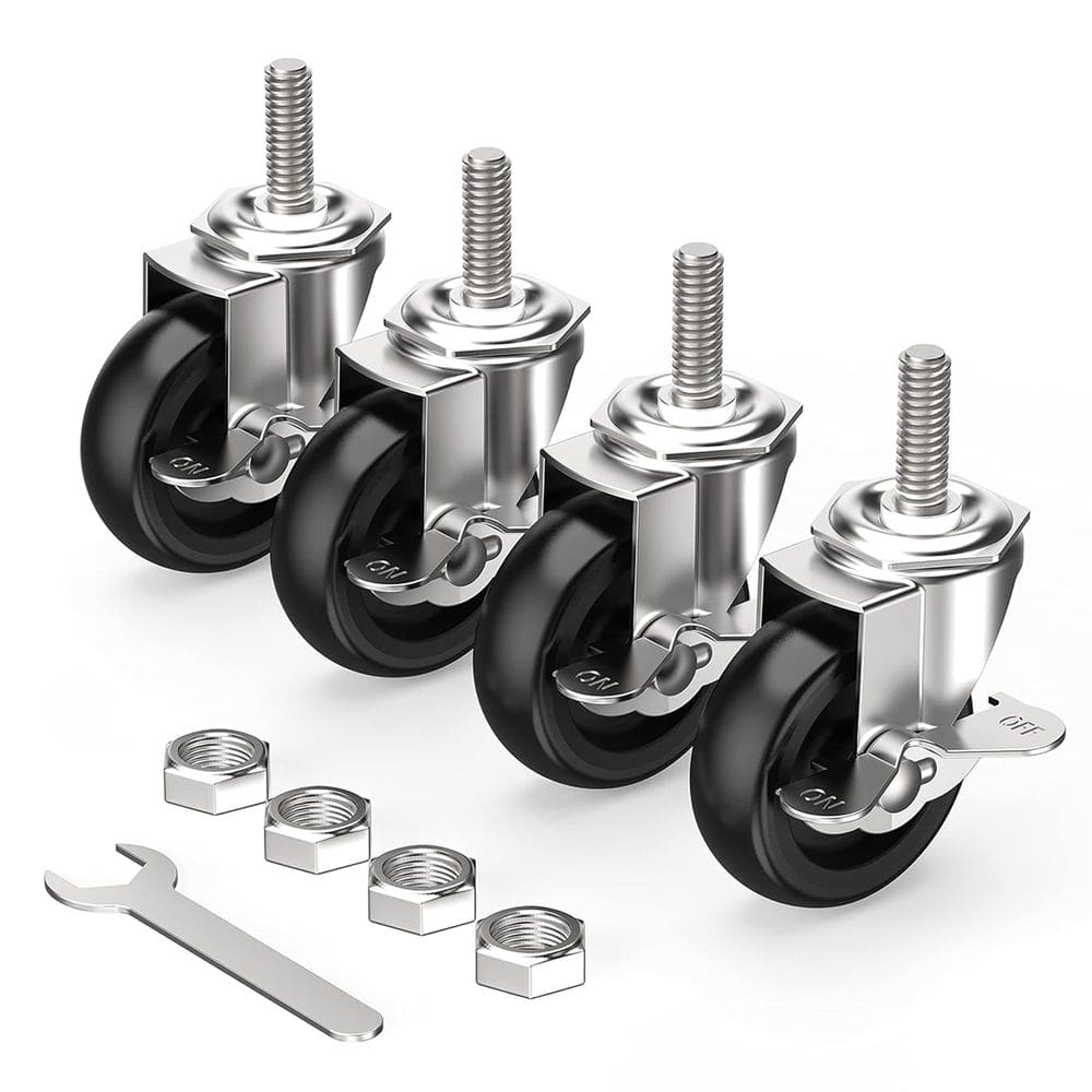 Caster Wheels HOLKIE, conjunto de 4 rodízios com haste de travamento de 3 polegadas