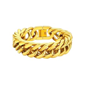 Pulseira FaithHeart Gold Cuban Link 8/12/17mm em aço inoxidável
