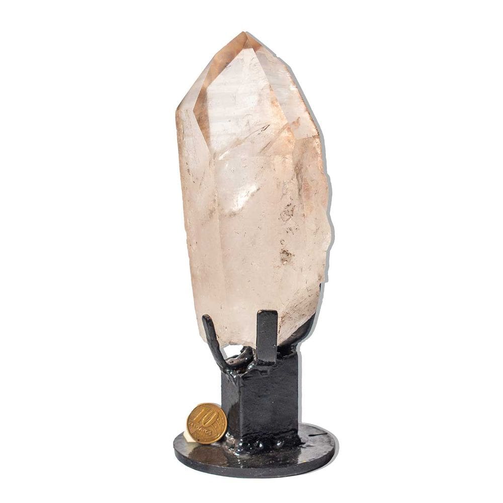Ponta Quartzo Cristal Pedra Natural Bruto 15cm 906g com Base