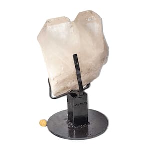 Ponta Quartzo Cristal Gêmeo Pedra Bruto 19cm 2,6kg com Base