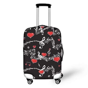 Capa de bagagem TODIYADDU Music Notes com coração de amor vermelho para mala