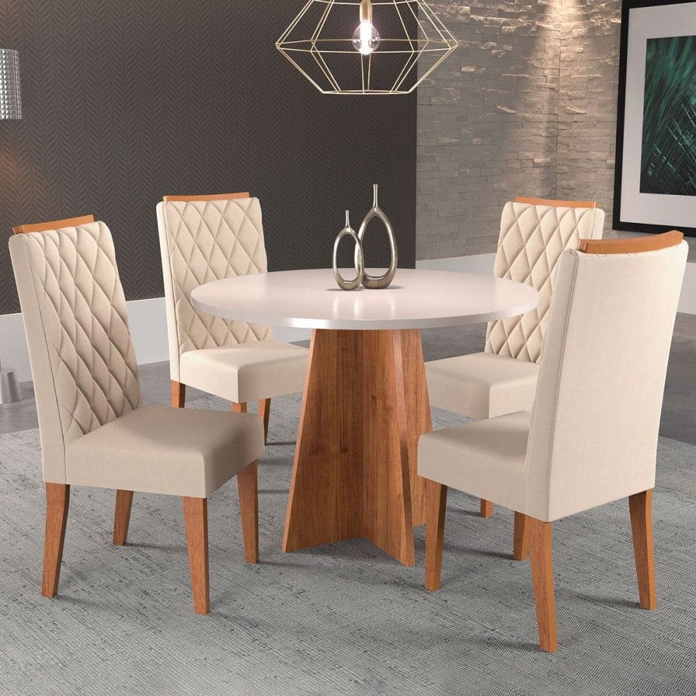 Mesa de Jantar 4 Lugares Disney Marrom/Blonde/Nude - Panorama Móveis