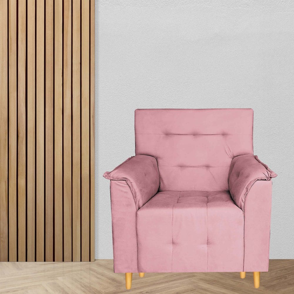Poltrona Decorativa Valentina Confortável Para Sala Quarto Recepção Rosa