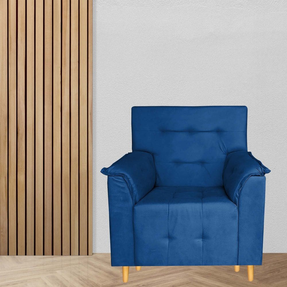 Poltrona Decorativa Valentina Confortável Para Sala Quarto Recepção Marinho