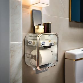 Suporte Organizador De Papel Higiênico Papeleira Acrílico Fumê Premium à Prova D\`água Banheiro