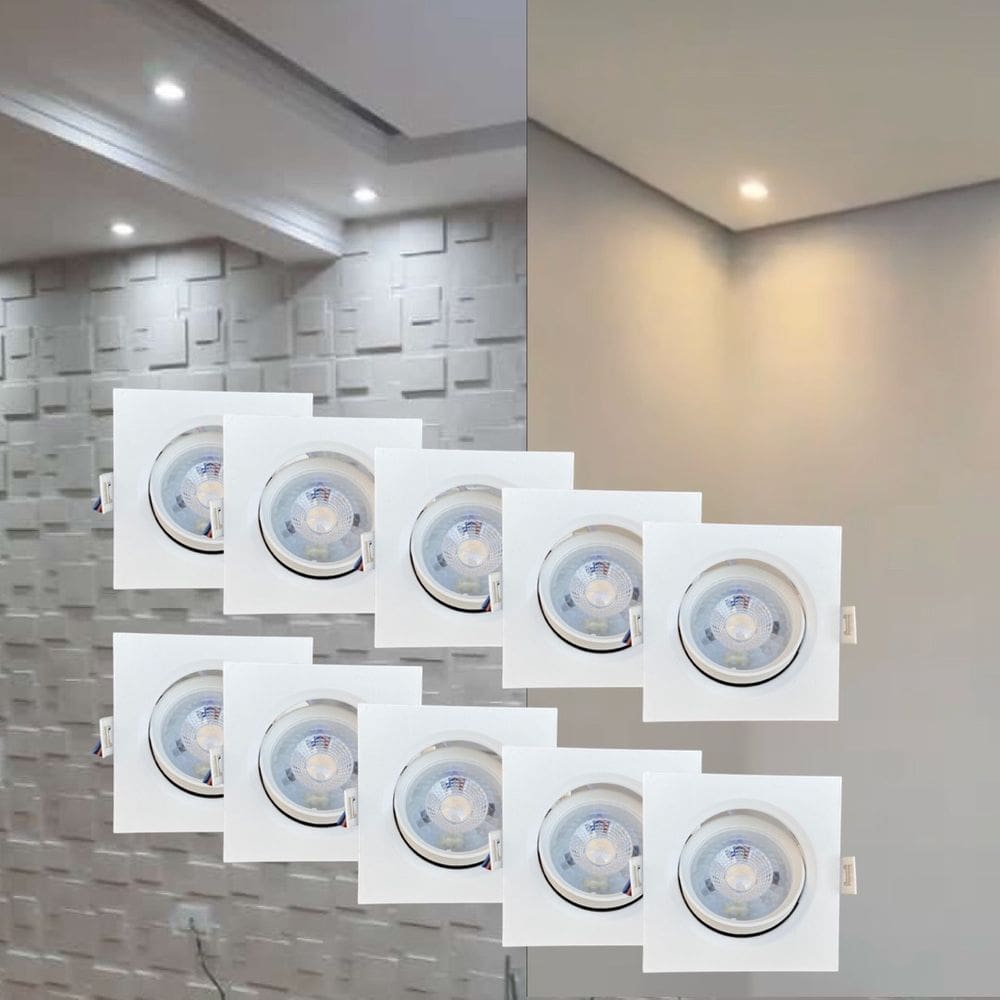 kit 10 Spot led quadrado 5w embutir sanca gesso