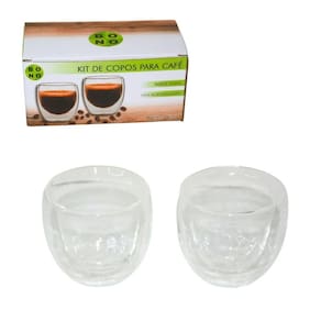 Kit 2 Xícaras de Café 80ml Vidro 5578 - Bono