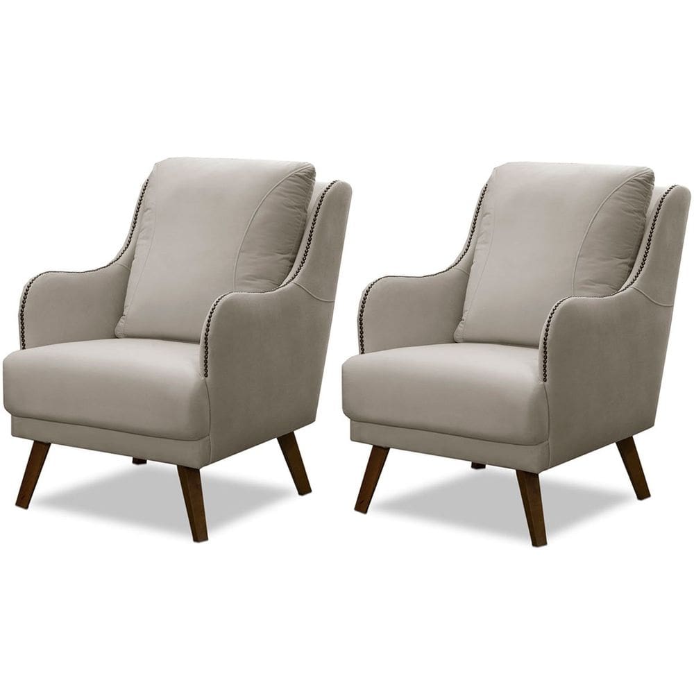 Kit 2 Poltronas para Sala Decorativas c/ Tachas Sarah