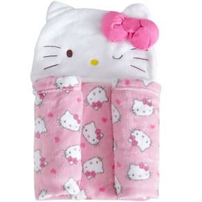 Manta com Capuz Coral Fleece Turma da Hello Kitty 75x90cm