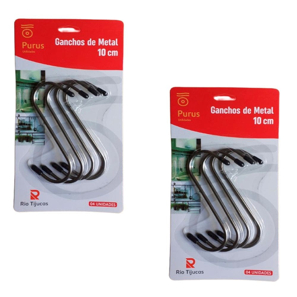 Kit C/ 8 Ganchos De Metal Tipo S Multiuso Guarda Roupa 10cm