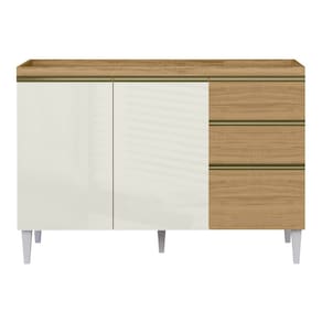 Balcão Gabinete Sofia Para Pia de 120cm Sem Tampo 03 Portas e 02 Gavetas Atacama Off White - Desk Design