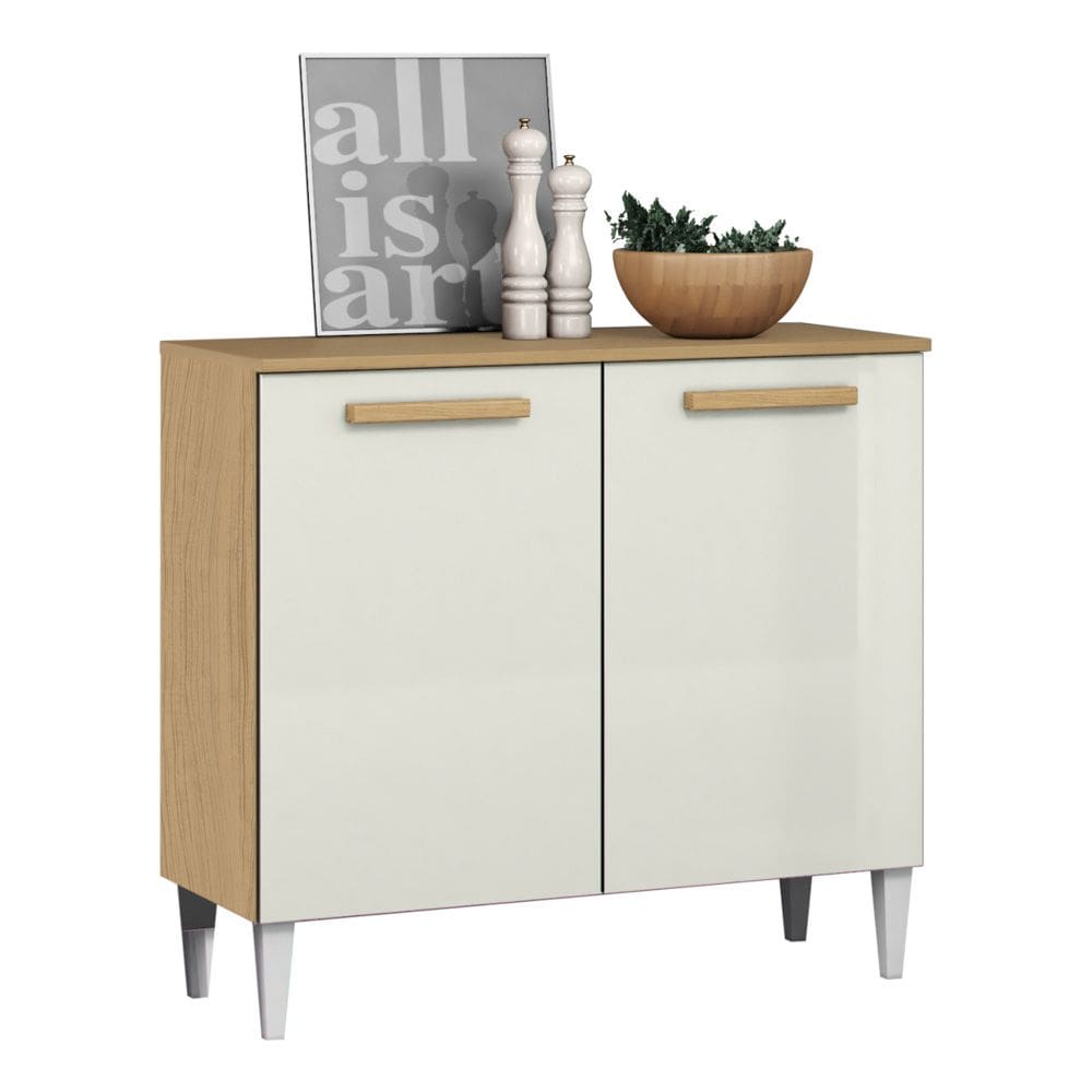 Balcão Multiuso Cantinho do Café Isa 90cm 02 Portas Atacama Off White - Desk Design