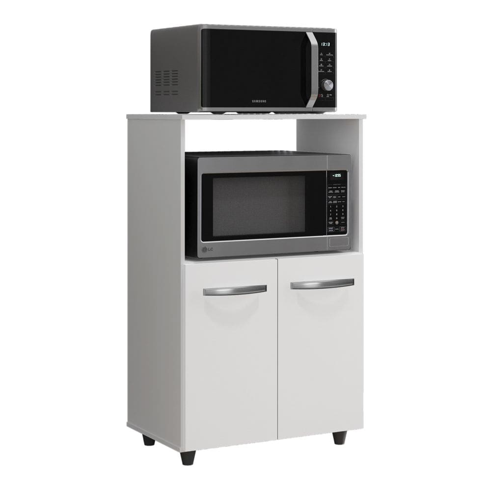 Armário Multiuso Cozinha Para Forno Micro-ondas Thaís 02 Portas Branco - Desk Design