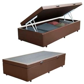 Cama Box Baú Solteiro Sintético Serene Marrom 88x188x44