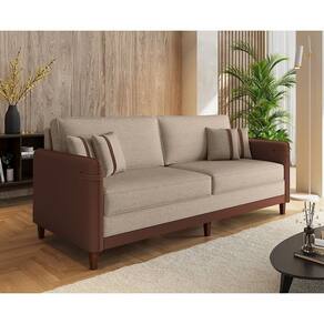 Sofá 3 Lugares 212cm Manágua Espresso Móveis Bege/Marrom