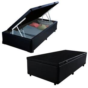 Cama Box Baú Solteiro Sintético Serene Preto 88x188x44
