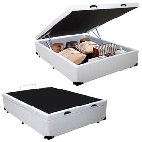 Cama Box Baú Casal Sintético Serene Branco 138x188x44