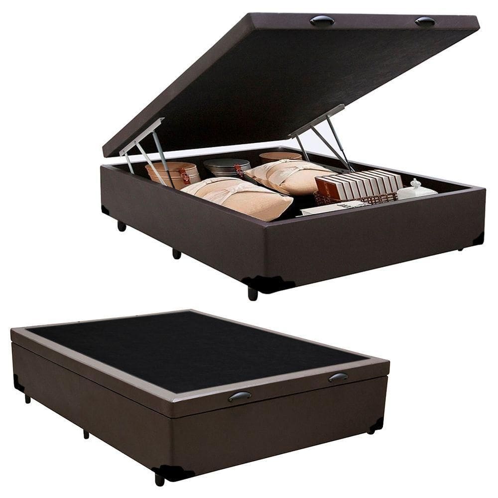 Cama Box Baú Casal Sintético Serene Marrom 138x188x44