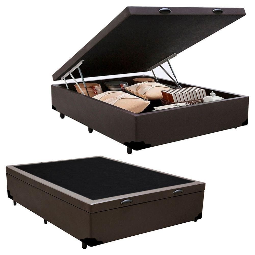 Cama Box Baú Viúva Serene Sintético Marrom 128x188x44