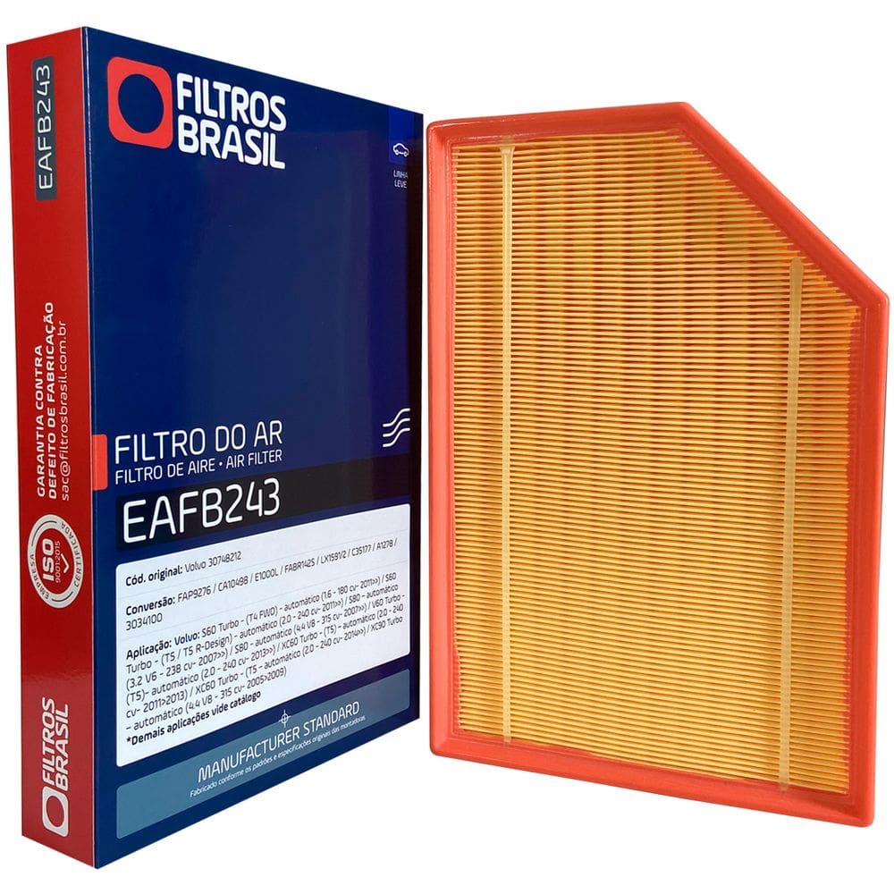 Filtro Ar Motor para Volvo XC60 T6 R Gasolina 2015 a 2016