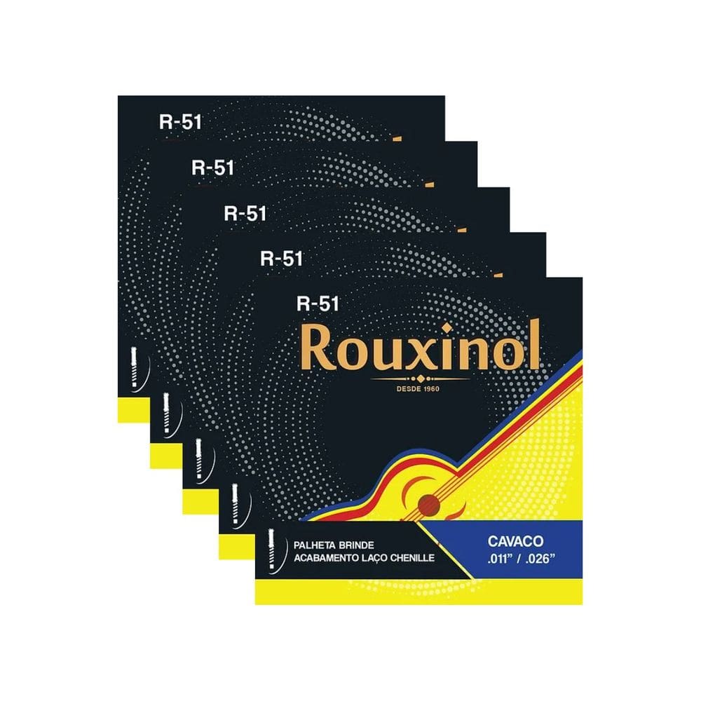 Kit 5 Encordoamento Aço Cavaquinho Rouxinol R51 0.11”