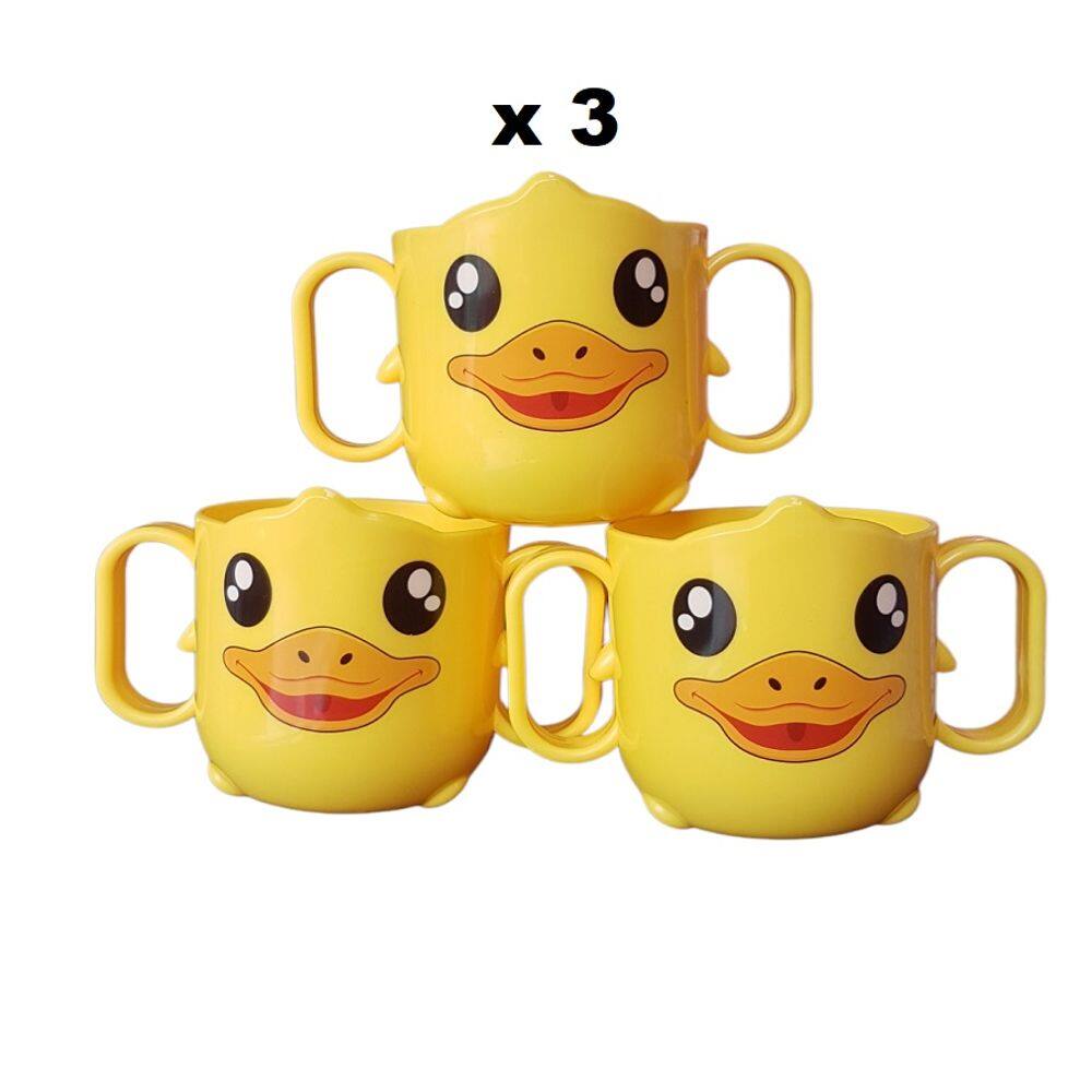 3 Caneca infantil patinho canequinha com 2 alça caneca plastica