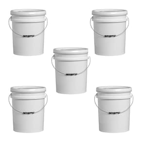 Kit 5 Balde Plástico Atóxico Alimentício 20L Tampa Hermética