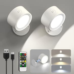 Arandelas de parede LED Lightbiz, 2 unidades com bateria recarregável remota