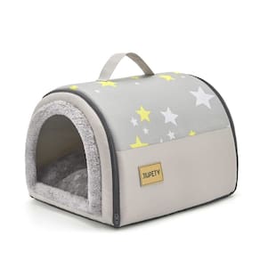 Cama para cachorros Dog House Jiupety Cozy Small Pet 2 em 1 cinza tamanho S