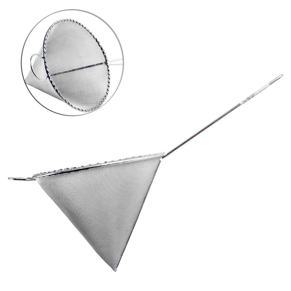 Coador peneira de oleo leite suco em metal malha fina cone n 12