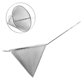 Coador peneira de oleo leite suco em metal malha fina cone n 12