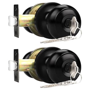 Fechadura de porta Probrico Keyed Entry Exterior Interior, pacote com 2 unidades pretas