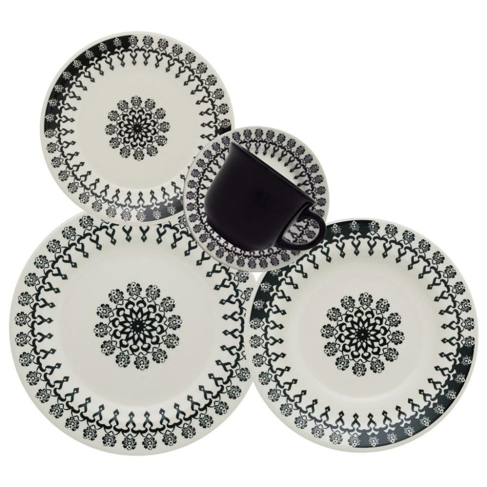 Jogo de Jantar 20 Peças Cerâmica Chá Folk Biona