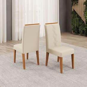 Kit com 2 Cadeiras para Sala de Jantar Yasmin Freijo/Linho Neve