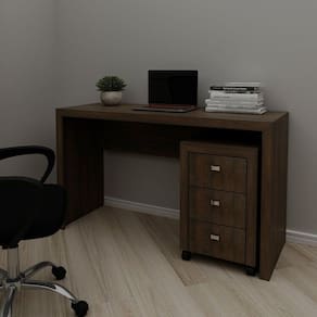 Conjunto 1 Mesa para Escritório 1 Gaveteiro 3 Gavetas Rústico