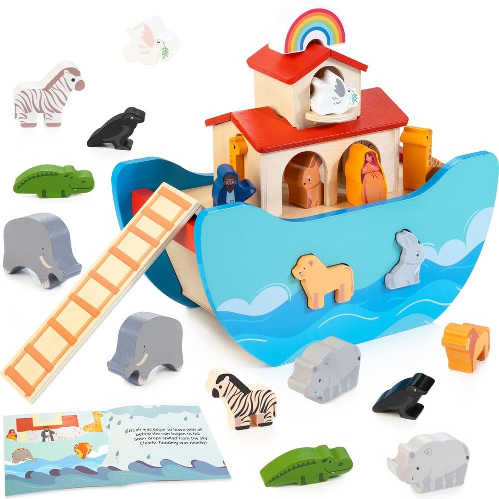 Conjunto de brinquedos de madeira Noah`s Ark Toy JUSTWOOD com mais de 1 ano