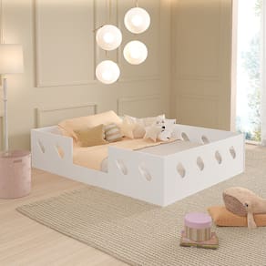 Cama para Criança Luxo Infantil Montessoriana Casal Helena - Branca