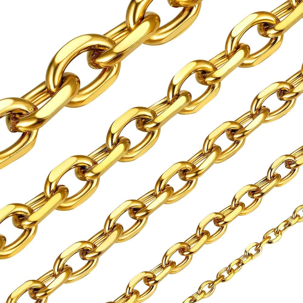 Colar ChainsHouse Corrente de cabo de ouro 18K 5 mm 70 cm para homens e mulheres