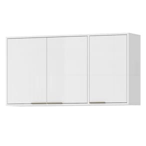 Armario Aereo 120 cm MDP 3 Portas GLOR AGL04 Branco Neve MXM