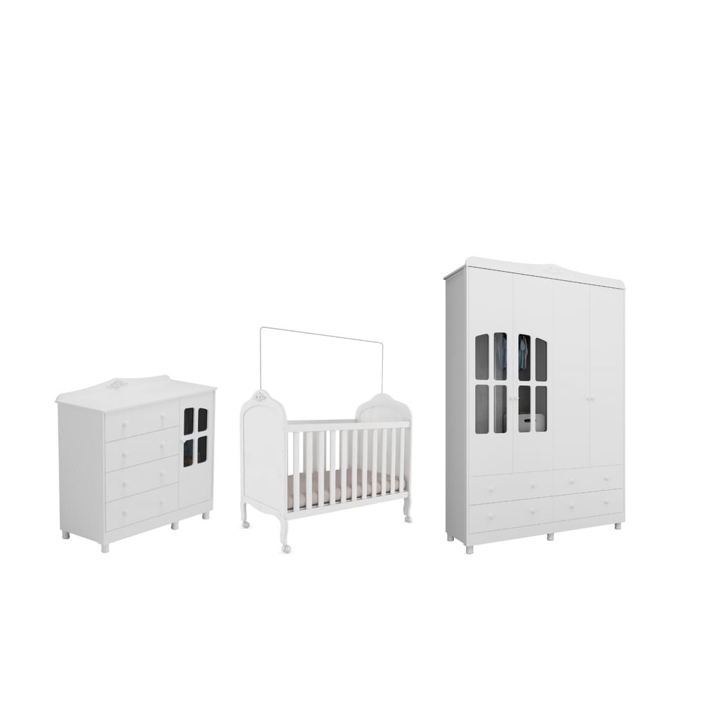 Quarto Completo Bebe Moveis Peroba Provençal Elo MDF