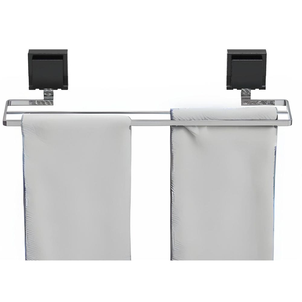 Porta Toalha Banho Toalheiro Duplo Com Ventosa Cromado F.RBT