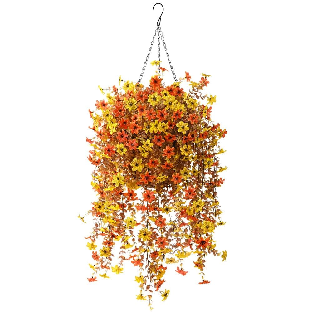 Cesta de flores artificial pendurada para mães INQCMY para exterior