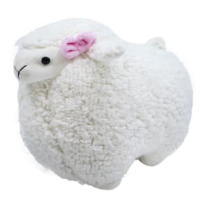Ovelha Pelúcia Branca Fofinha Em Pé Com Lacinho - 27cm