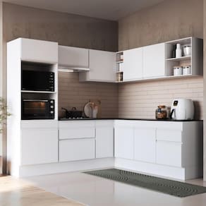 Cozinha Completa de Canto Modulada 7 Peças com Rodapé Veneza Multimóveis MP2249