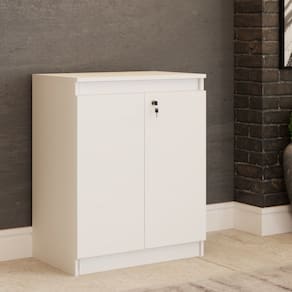 Armário para Escritório Eva 2 Portas com Chave Baixo Branco - Panorama Móveis